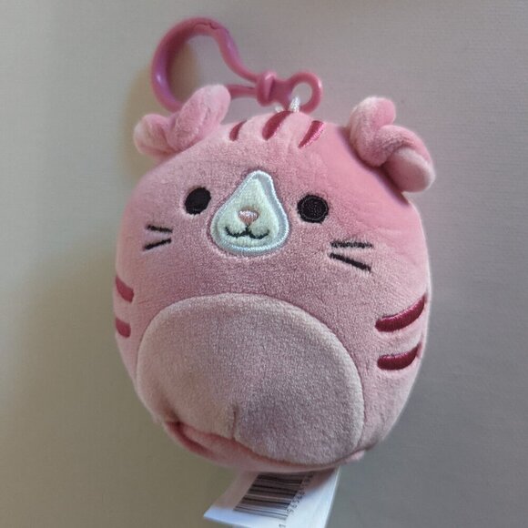 NWOT 3.5" Geraldine Pink Scottish Fold Tabby Cat Purse Clip Squishmallows Summer - Picture 2 of 5
